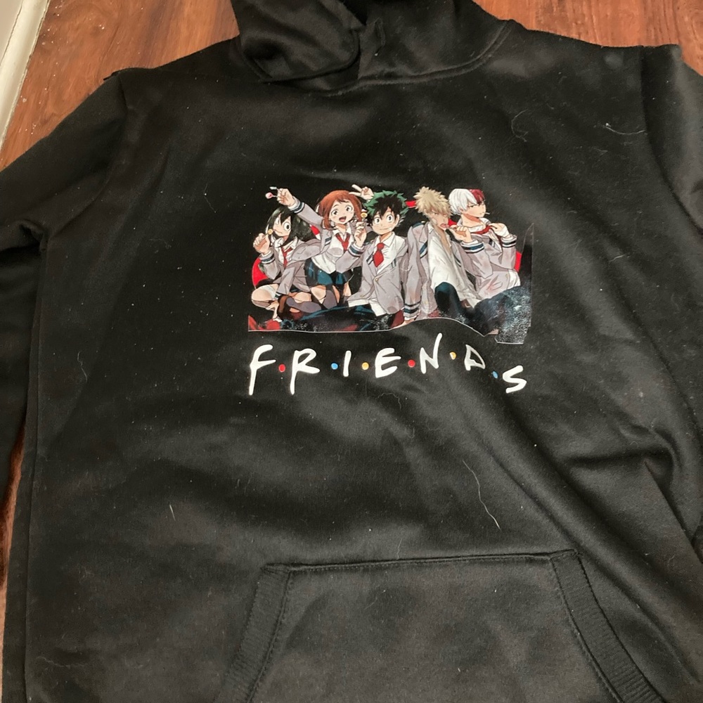 Anime hoodie, “Friends”, anime is “my hero academia”, size medium